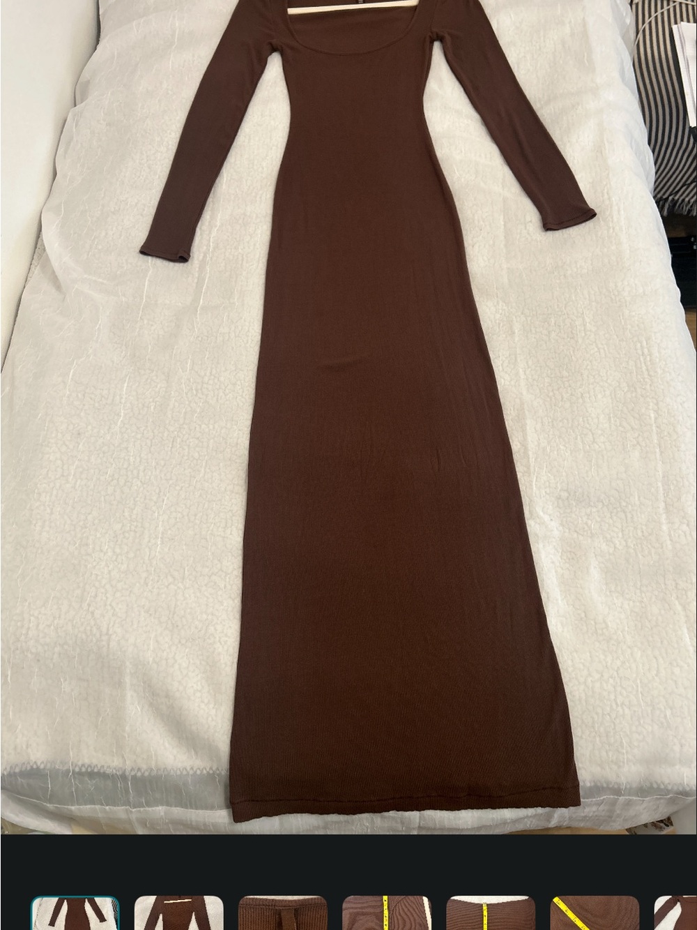 SKIMS Chocolate Brown Ribbed Maxi Skirt